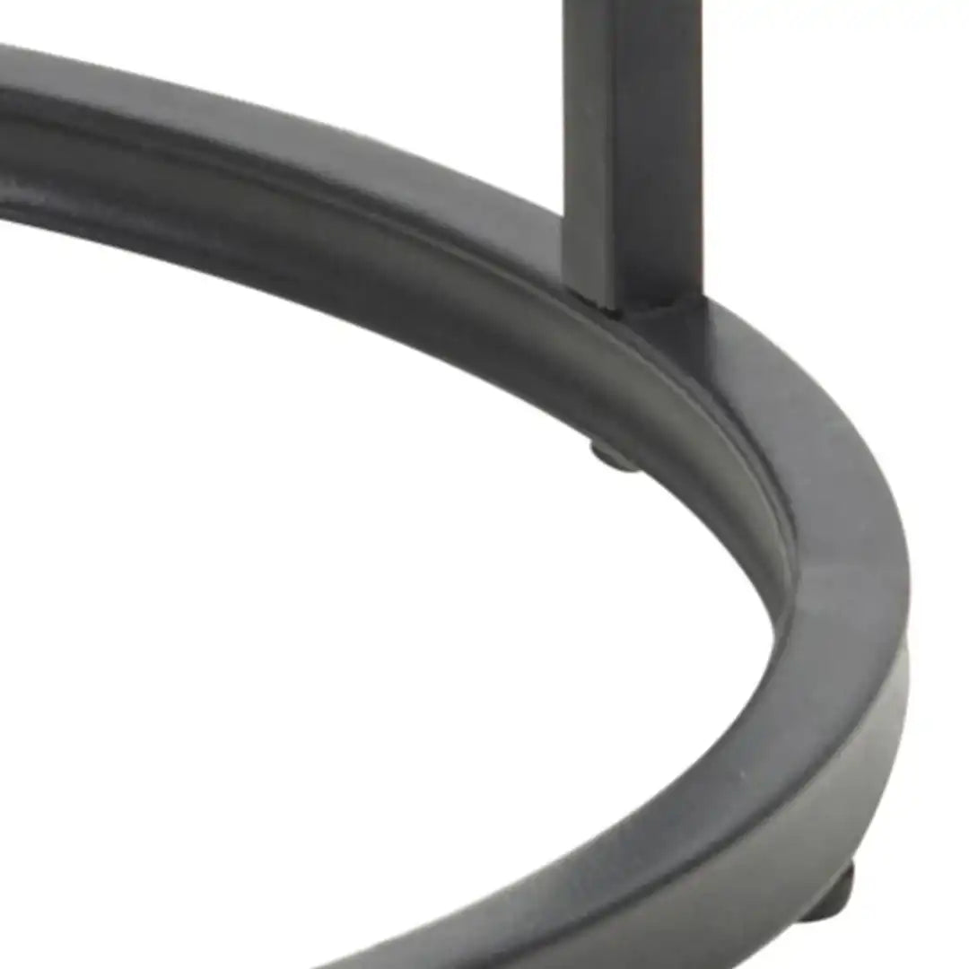 Seaford Black Metal Small Round Side Table with Oak Top - Price Crash Furniture