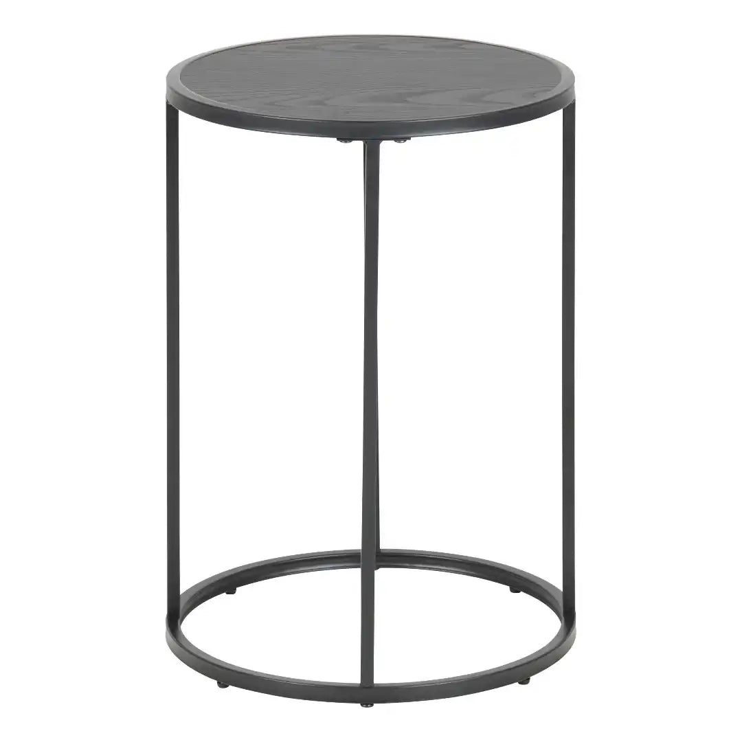 Seaford Black Metal Small Round Side Table with Black Top - Price Crash Furniture