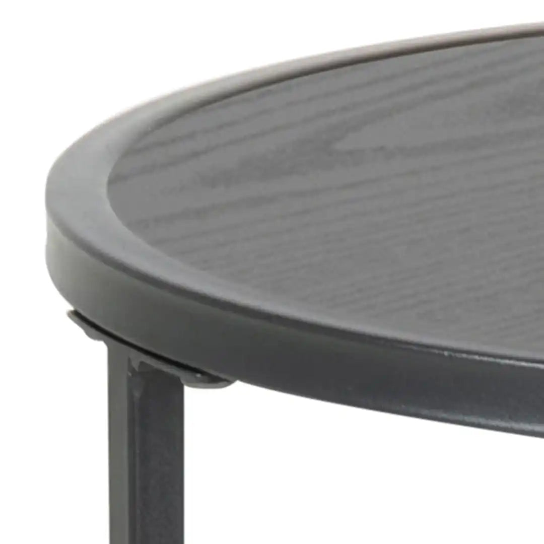 Seaford Black Metal Small Round Side Table with Black Top - Price Crash Furniture