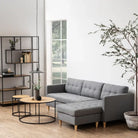 Seaford Black Metal Round Coffee Table with Oak Top - Price Crash Furniture