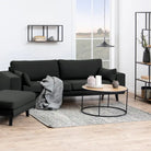 Seaford Black Metal Round Coffee Table with Oak Top - Price Crash Furniture