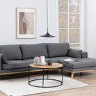 Seaford Black Metal Round Coffee Table with Oak Top - Price Crash Furniture