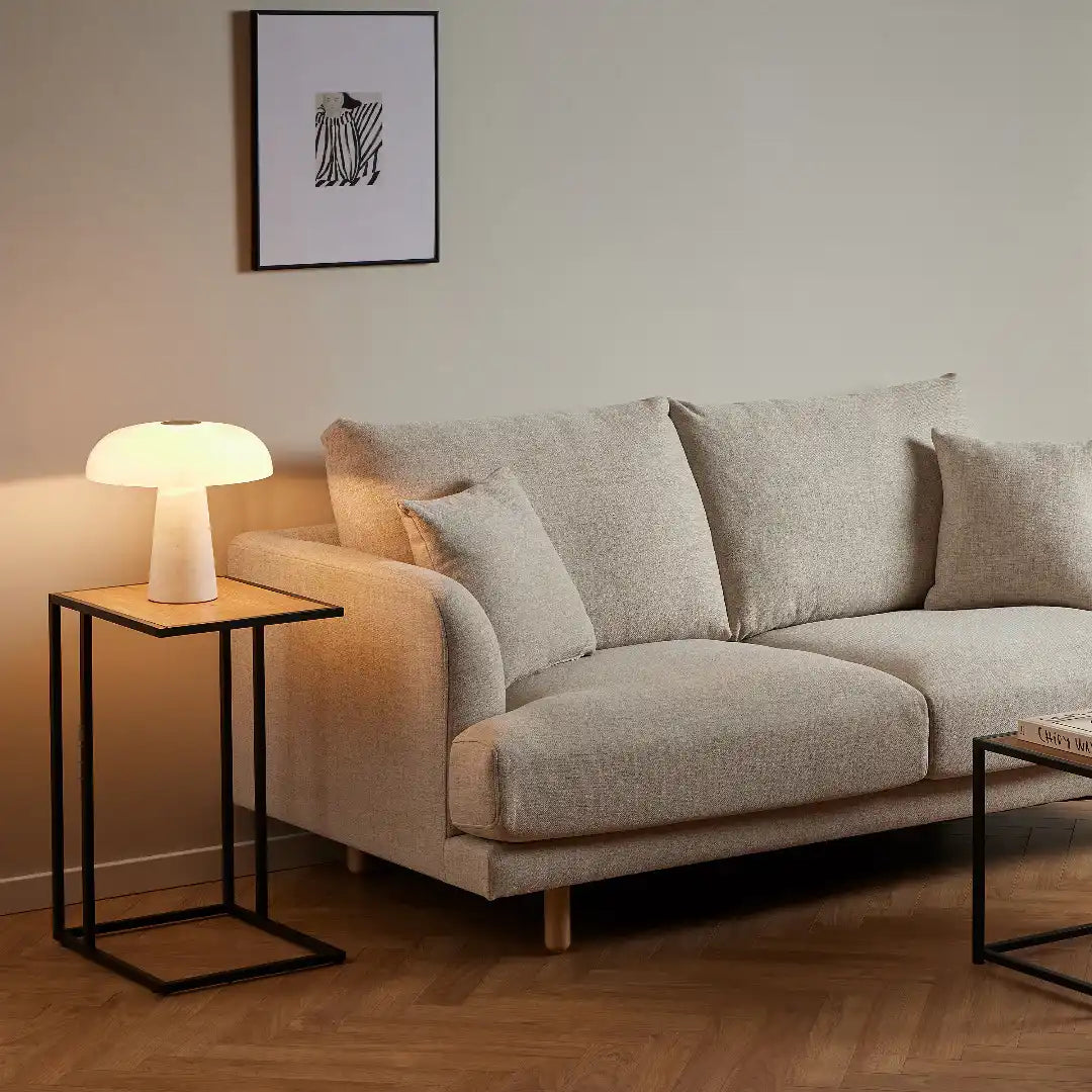 Seaford Black Metal Side Table with Oak Top - Price Crash Furniture