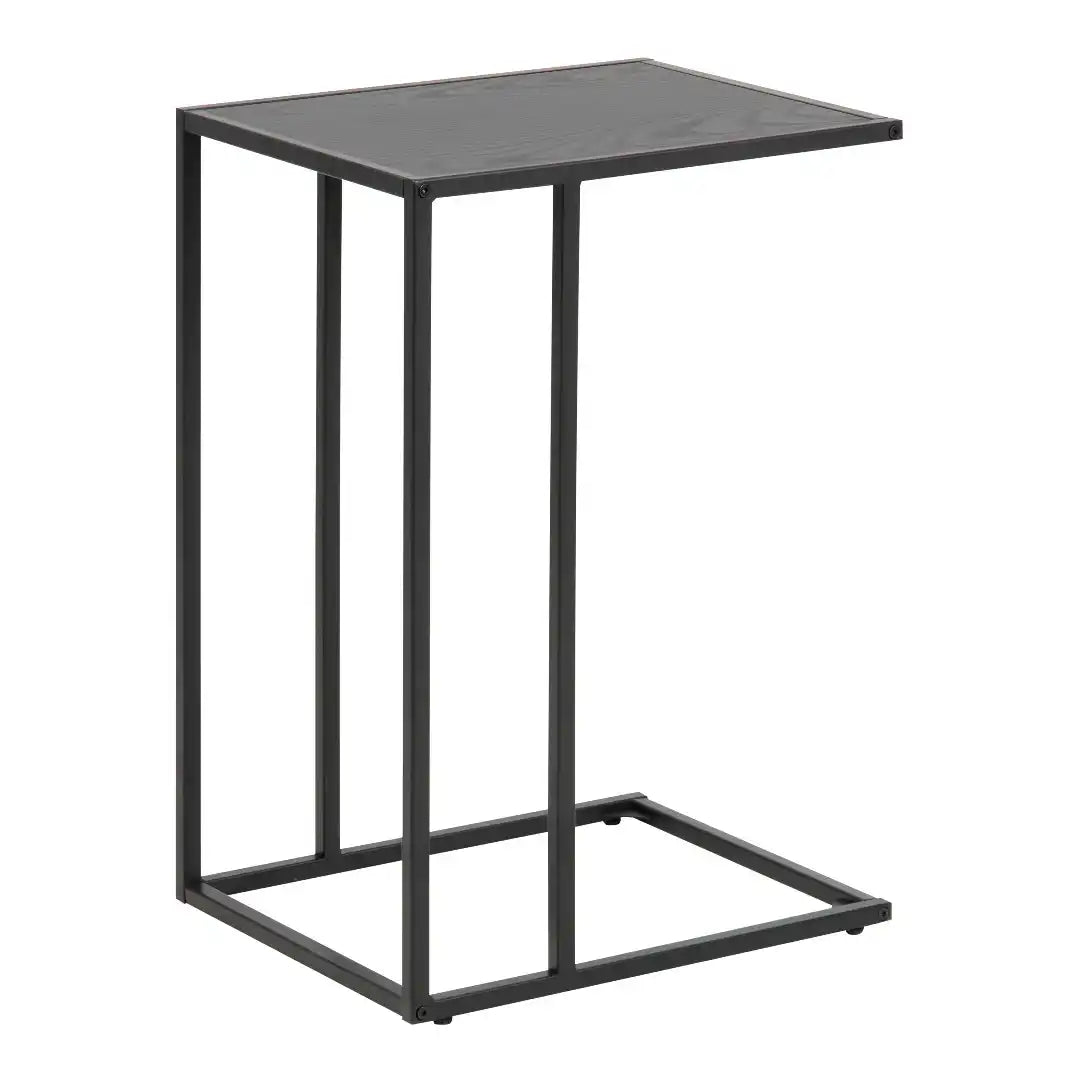 Seaford Black Metal Side Table with Black Top - Price Crash Furniture