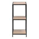 Seaford Narrow Black Metal Bookcase with 2 Oak Shelves - Price Crash Furniture
