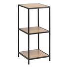 Seaford Narrow Black Metal Bookcase with 2 Oak Shelves - Price Crash Furniture