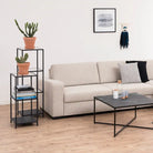 Seaford Narrow Black Metal Bookcase with 2 Glass Shelves - Price Crash Furniture