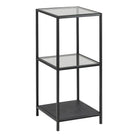 Seaford Narrow Black Metal Bookcase with 2 Glass Shelves - Price Crash Furniture