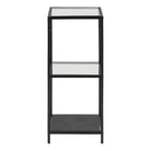 Seaford Narrow Black Metal Bookcase with 2 Glass Shelves - Price Crash Furniture