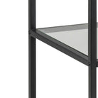 Seaford Narrow Black Metal Bookcase with 2 Glass Shelves - Price Crash Furniture