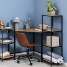 Seaford Narrow Black Metal Bookcase with 3 Oak Shelves - Price Crash Furniture