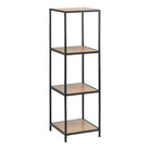 Seaford Narrow Black Metal Bookcase with 3 Oak Shelves - Price Crash Furniture
