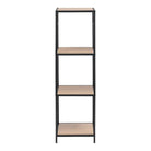 Seaford Narrow Black Metal Bookcase with 3 Oak Shelves - Price Crash Furniture