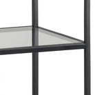 Seaford Narrow Black Metal Bookcase with 3 Glass Shelves - Price Crash Furniture