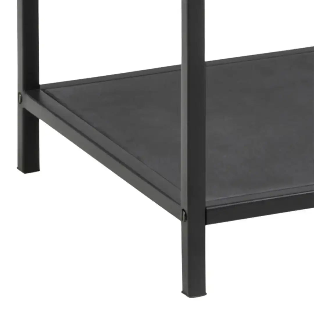 Seaford Narrow Black Metal Bookcase with 3 Glass Shelves - Price Crash Furniture