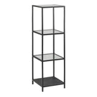 Seaford Narrow Black Metal Bookcase with 3 Glass Shelves - Price Crash Furniture