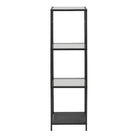 Seaford Narrow Black Metal Bookcase with 3 Glass Shelves - Price Crash Furniture