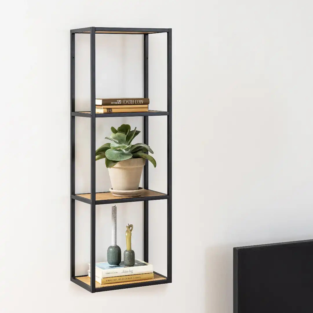 Seaford Black Metal Wall Shelf - Price Crash Furniture