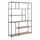 Seaford Bookcase with 5 Shelves in Black and Oak - Price Crash Furniture