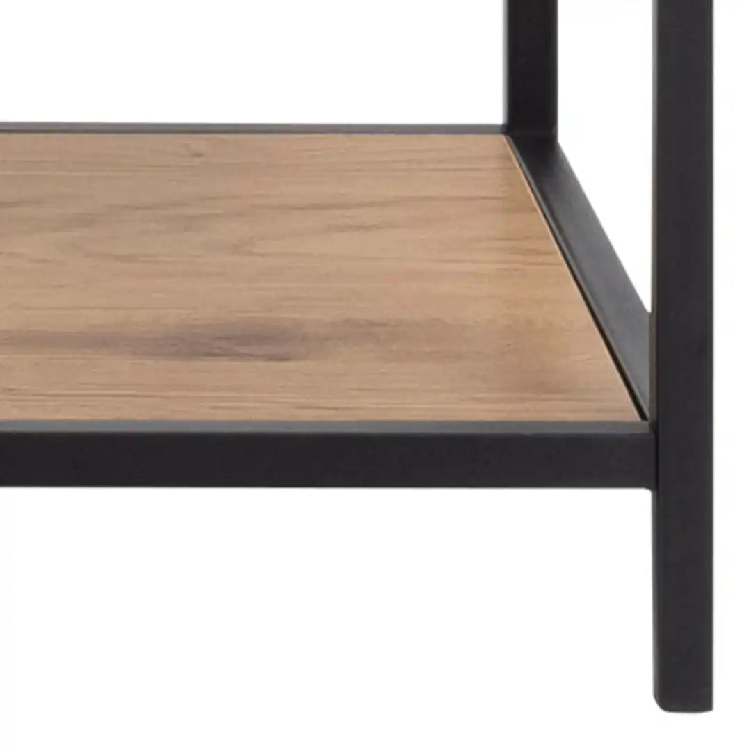 Seaford Bookcase with 5 Shelves in Black and Oak - Price Crash Furniture