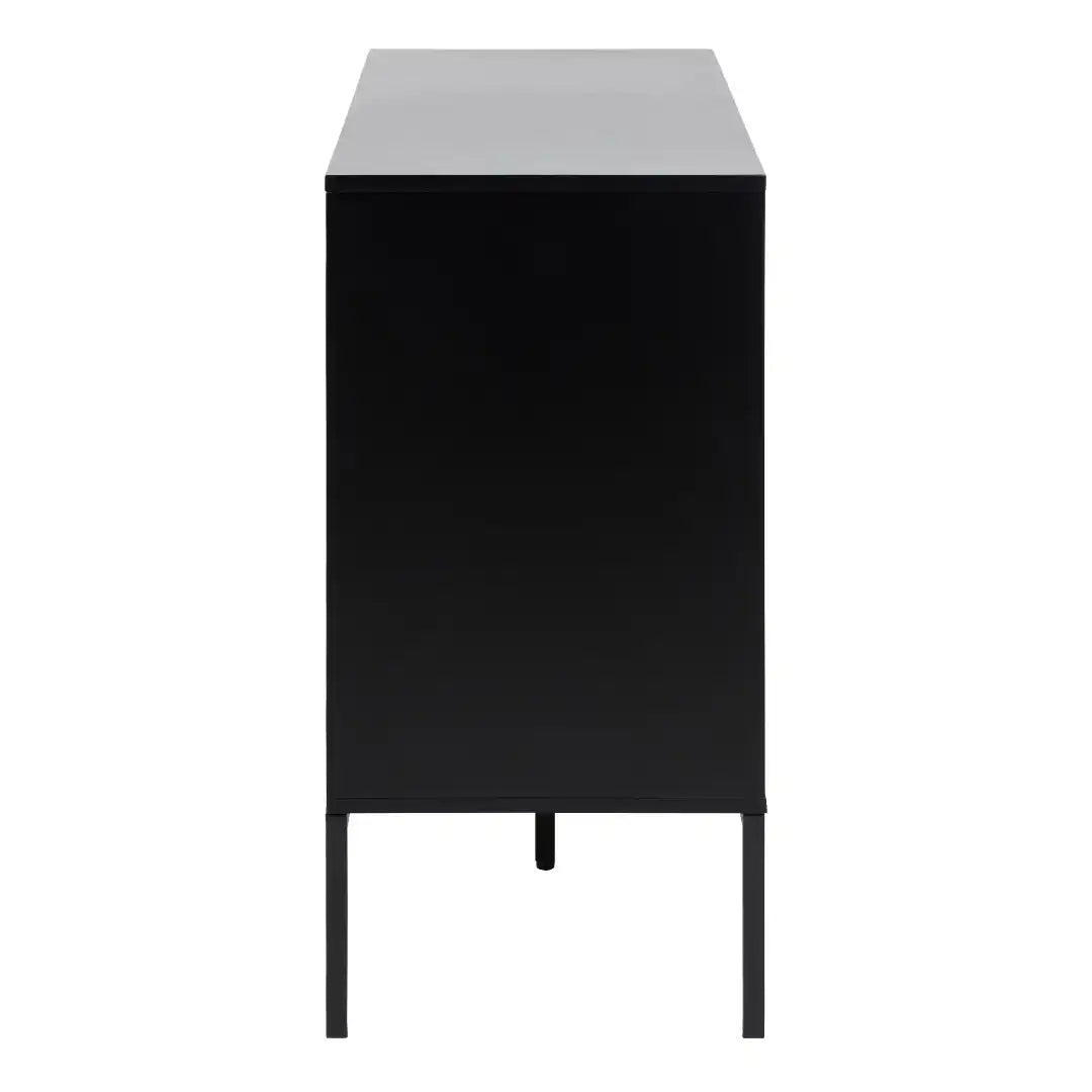 Seaford 1 Door 3 Drawer Small Sideboard in Black & Oak - Price Crash Furniture