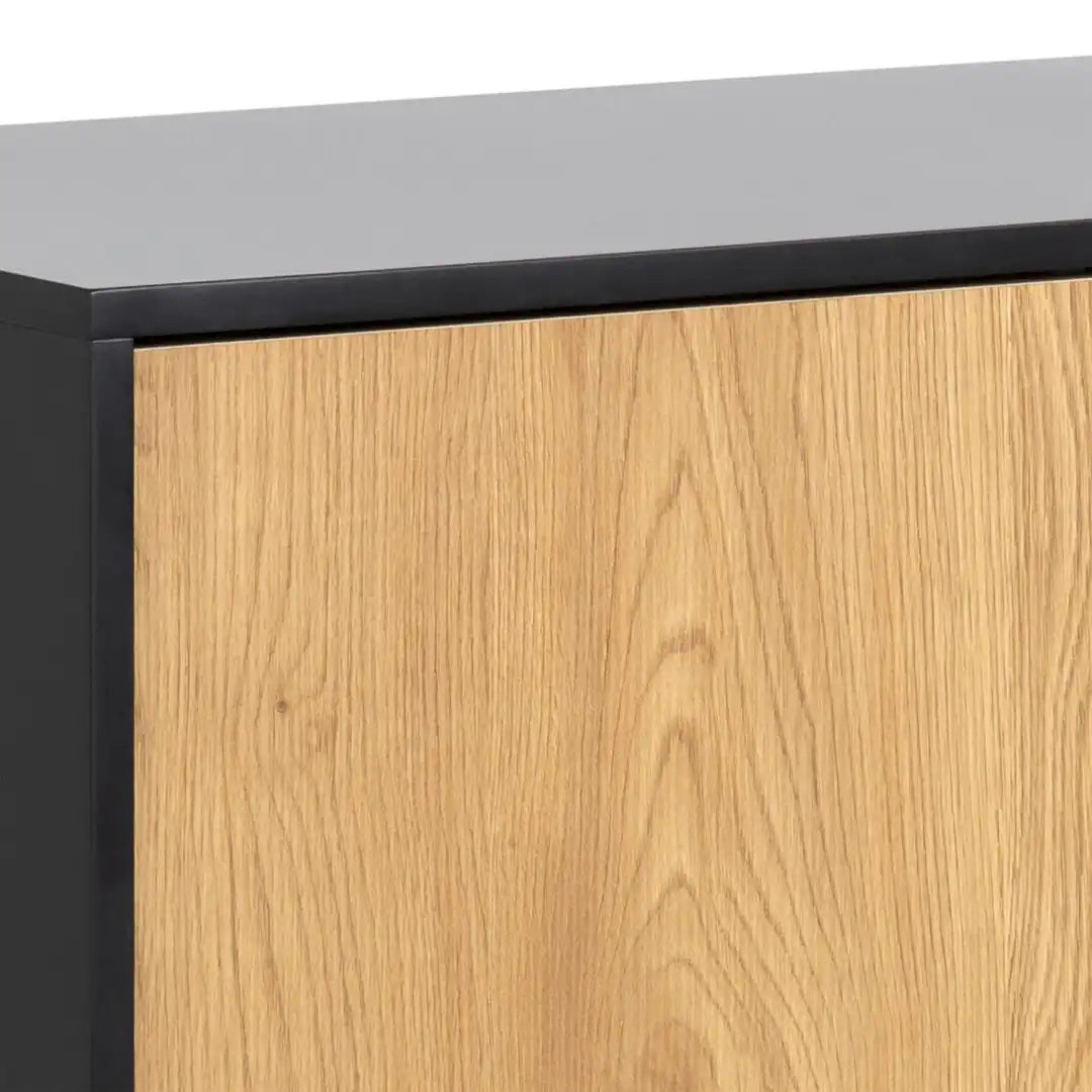Seaford 1 Door 3 Drawer Small Sideboard in Black & Oak - Price Crash Furniture