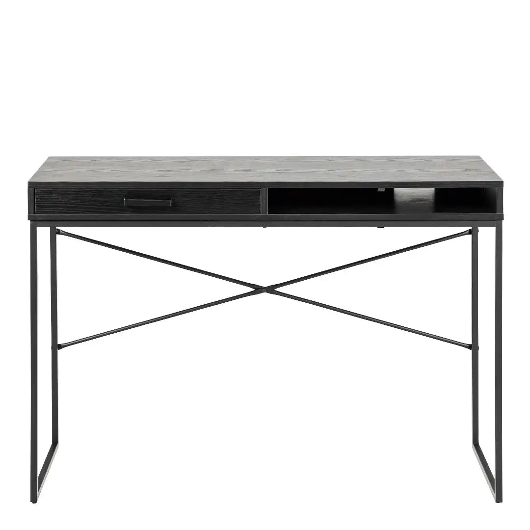 Seaford 1 Drawer Office Desk in Ash Black - Price Crash Furniture