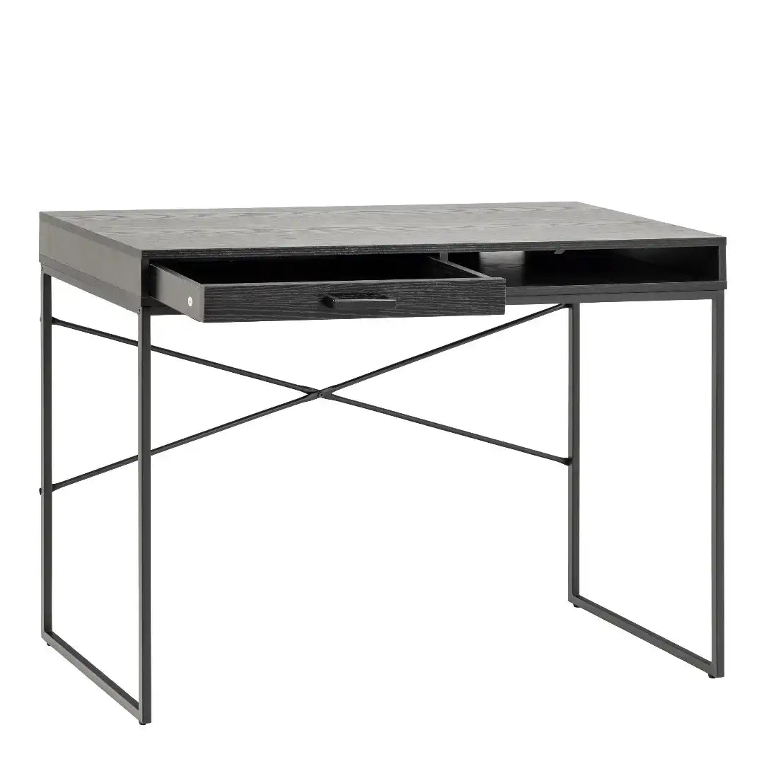 Seaford 1 Drawer Office Desk in Ash Black - Price Crash Furniture