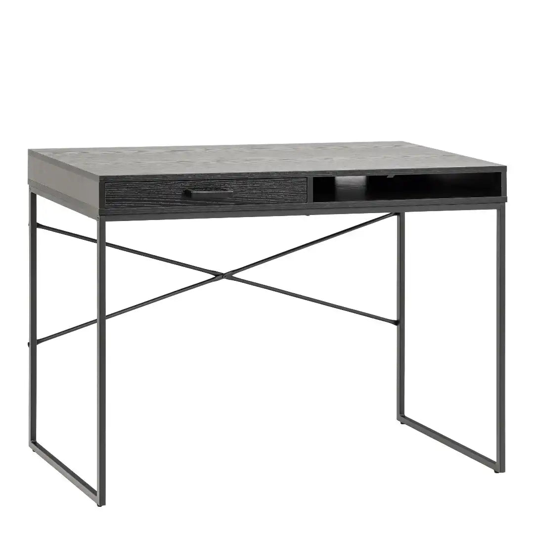 Seaford 1 Drawer Office Desk in Ash Black - Price Crash Furniture