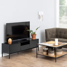 Seaford 2 Door 1 Drawer TV Unit in Ash Black - Price Crash Furniture
