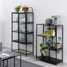 Seaford 2 Glass Door Display Cabinet in Black - Price Crash Furniture