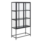 Seaford 2 Glass Door Display Cabinet in Black - Price Crash Furniture