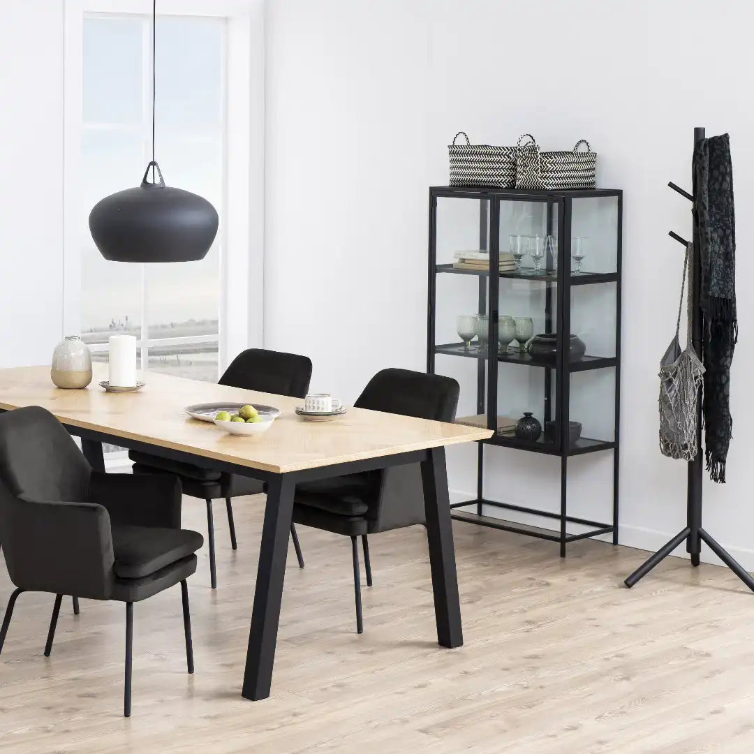 Seaford 2 Glass Door Display Cabinet in Black - Price Crash Furniture