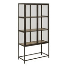 Seaford 2 Glass Door Display Cabinet in Black & Oak - Price Crash Furniture