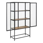Seaford 2 Glass Door Display Cabinet in Black & Oak - Price Crash Furniture