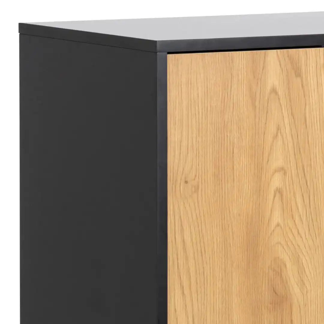 Seaford 3 Door 2 Drawer Sideboard in Black & Oak - Price Crash Furniture
