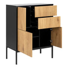 Seaford 3 Door 2 Drawer Sideboard in Black & Oak - Price Crash Furniture