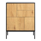 Seaford 3 Door 2 Drawer Sideboard in Black & Oak - Price Crash Furniture