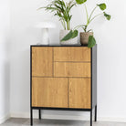 Seaford 3 Door 2 Drawer Sideboard in Black & Oak - Price Crash Furniture