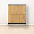 Seaford 4 Door Sideboard in Black & Oak - Price Crash Furniture