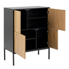 Seaford 4 Door Sideboard in Black & Oak - Price Crash Furniture