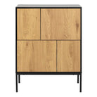 Seaford 4 Door Sideboard in Black & Oak - Price Crash Furniture