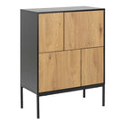 Seaford 4 Door Sideboard in Black & Oak - Price Crash Furniture