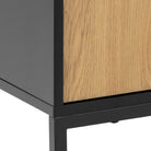 Seaford 4 Door Sideboard in Black & Oak - Price Crash Furniture