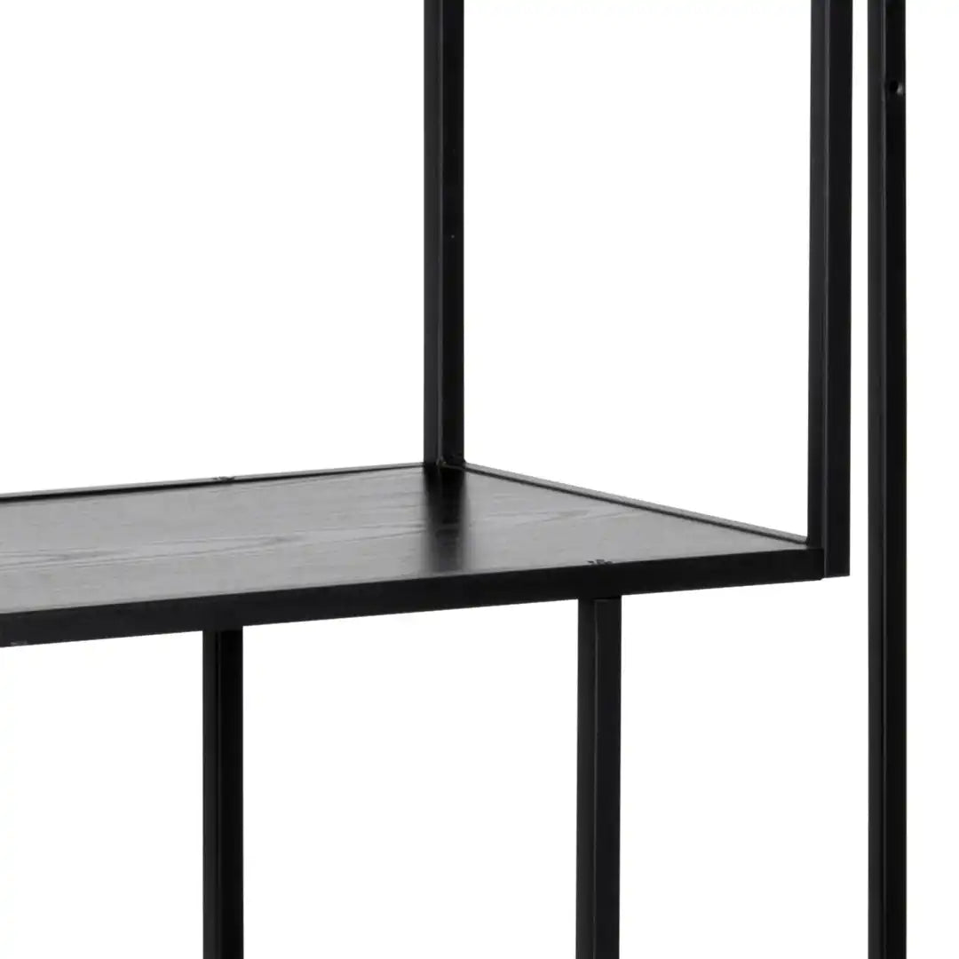 Seaford Black Metal Asymmetrical Bookcase with 3 Black Shelves - Price Crash Furniture