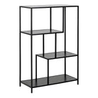Seaford Black Metal Asymmetrical Bookcase with 3 Black Shelves - Price Crash Furniture