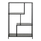 Seaford Black Metal Asymmetrical Bookcase with 3 Black Shelves - Price Crash Furniture