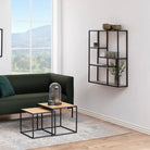 Seaford Black Metal Wall Shelf with 3 Additional Sonoma Oak Shelves - Price Crash Furniture