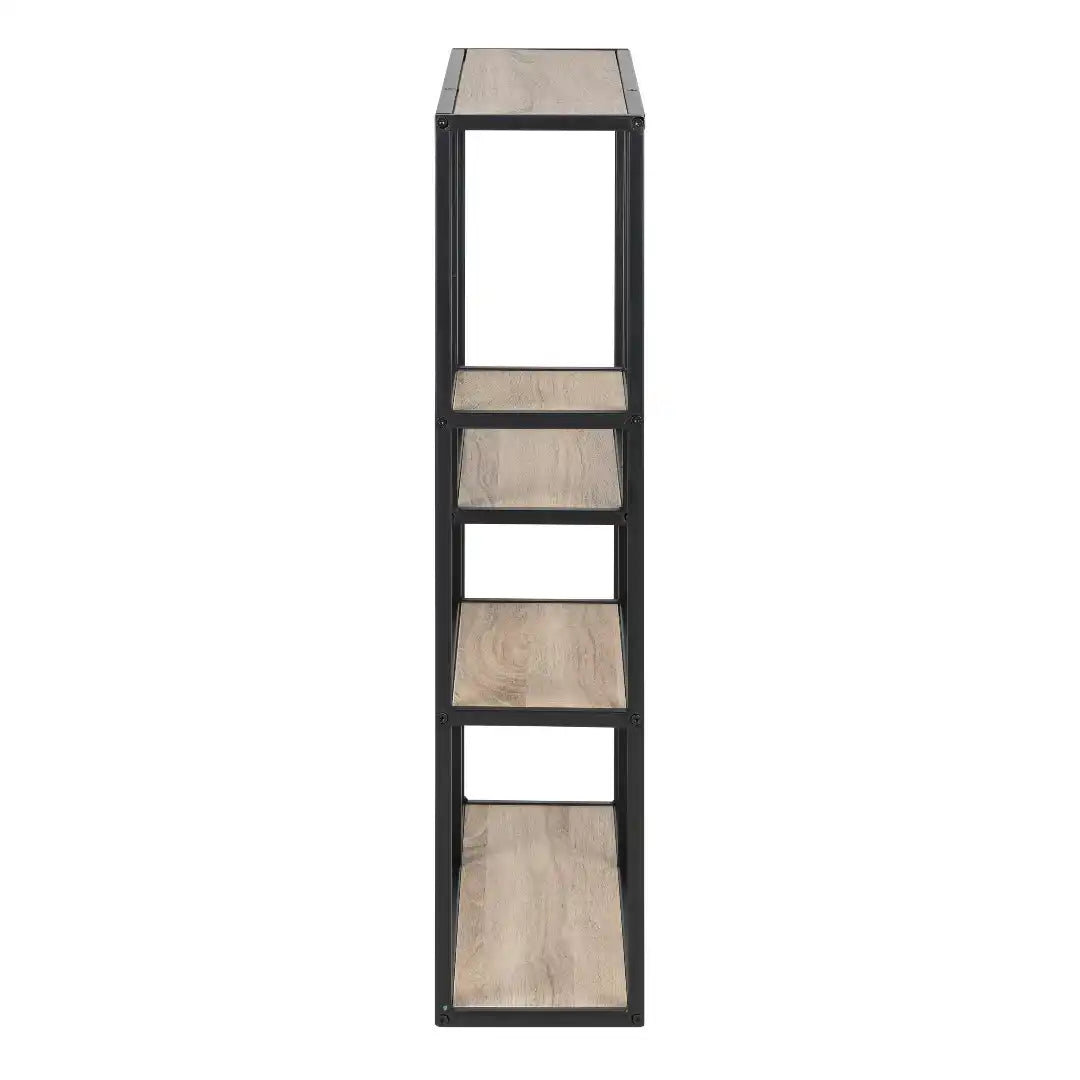 Seaford Black Metal Wall Shelf with 3 Additional Sonoma Oak Shelves - Price Crash Furniture