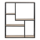 Seaford Black Metal Wall Shelf with 3 Additional Sonoma Oak Shelves - Price Crash Furniture